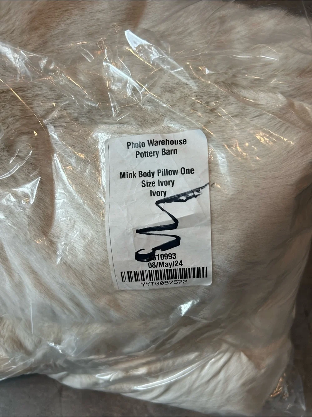 POTTERY BARN Mink Body Pillow Cover Ivory NWOT RARE